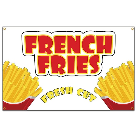 French Fries Banner Heavy Duty 13 Oz Vinyl With Grommets Single Sided